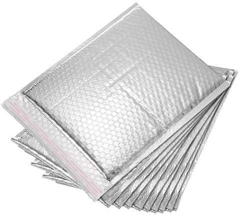 QUARKZMAN Thermische Luftpolstertasche, 11 × 9,4 Zoll Silber Selbstklebende Kühle Luftpolstertaschen Folien-Versandtaschen für Bücher, Lebensmittel, Kosmetika, Packung mit 10