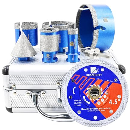 Jeu de carottes diamantées - BRSCHNITT Carreaux 20/50/68/100MM 35MM Finger Bit 50MM Fasen Bit Filetage M14 pour porcelaine Carreaux Céramique Marbre Granit 115MM Lame diamantée