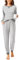 Ekouaer Schlafanzug Damen Baumwolle Pyjama Set Lang Zweiteiliger Nachtwäsche Sleepwear und Lange Pyjamahose Herbst Winter Freizeitanzug grau XL