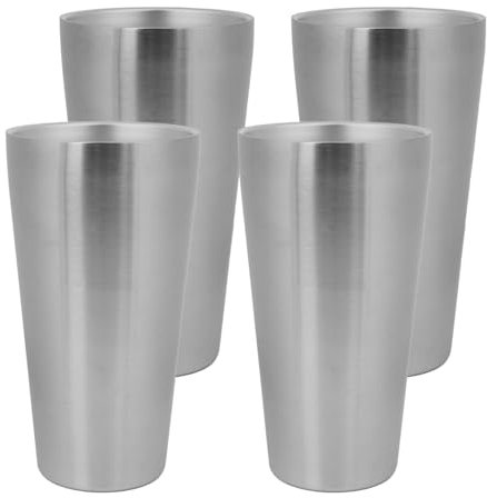 Adorila 4 Pack Stainless Steel Insulated Cup, 18.6 oz Metal Double Wall Vacuum Water Tumblers, Reusable Stackable Drinking Glasses for Home RV Office Party
