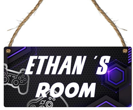 Personalised Gaming Room Sign for Kids - Custom Name Door Plaque - Gamer's Room Decor - 12 Unique Designs - Customised Nameplate for Bedroom Door - Ideal for Boys and Girls (Design 1)