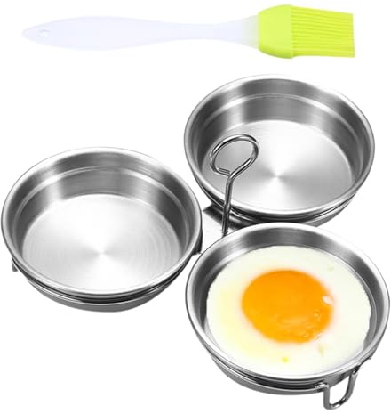 Poached Egg Cup, Egg Poacher Cups - 3 Poached Egg Cups Stainless Steel Egg Poacher Pans | Non-Stick Egg Steamer with Rack, Egg Maker Cup for Microwave