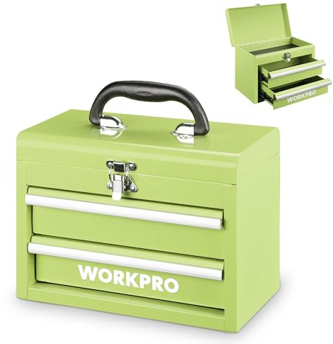 WORKPRO Metall Schubladenbox 2 Schubladen, Avocadogrün, Tisch Organizer