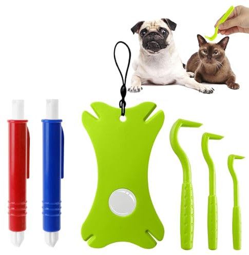 Barlone Zeckenzange 6er Set mit Etui, Zeckenzange für Hunde Katze Kinder, Zeckenkarte, 3er Set Zeckenhaken und 2er Set Zeckenpinzetten, Einfacher und Sicherer Zeckenentferner für Haustier und Menschen