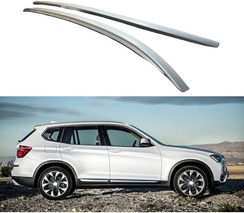 XATHKJOE 2 Stück Auto Dachträger Dachreling für BMW X3 (F25) 2011-1207 Dachgepäckträger-Alu Relingträger Fahrradträger, Dachboxen oder als Skiträger,A Silver