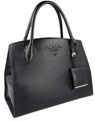 Prada Damen Schwarz Saffiano Leder Schultertasche 1BA155