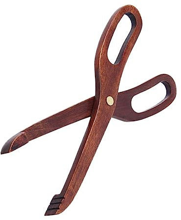 Holibanna Holz Lebensmittelklammer Edelstahl Küchen Servierzange Scherenform Für Grillen Picknick Zuhause Hotel