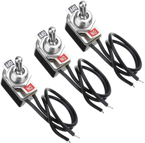 Powice Lot de 3 interrupteurs à bascule, 12 V, avec câblage, mini bateau, 2 pôles, 12 V, 6 A, 120 V/3 A, 230 V, convient pour l'installation dans les maisons, les voitures et les appareils électriques