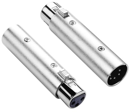 PNGKNYOCN 5Pin XLR Stecker auf 3Pin XLR Buchse DMX Audio Konverter Adapter, für DMX Bühnenbeleuchtung Dimmer Konsole（2Pack）