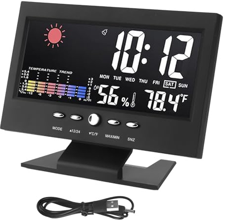 Wetterstationen drahtloser Innenraum im Freien, digitales Wetterthermometer mit Atomuhr, barometrischer Druck, Vorhersagestation mit einstellbarer Hintergrundbeleuchtung