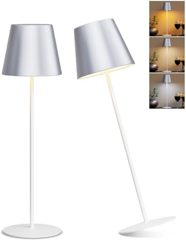 FUYO 2 Stück LED Tischlampe kabellos akku Nachttischlampe - USB-C Aufladbar, Touch Dimmbar 3-Stufig Warmlicht, Wasserdicht, für Indoor Outdoor