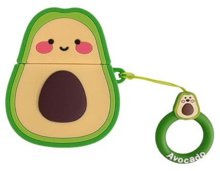 eglixu Schutzhülle für AirPods Pro 3 (2025), niedliches Cartoon-Avocado, kreatives 3D-Design, weiche Silikonhülle für AirPods Pro 3, Ohrhörer-Hülle für Jungen und Mädchen (Ring)