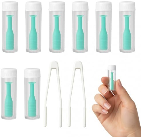 8 PCS Green Contact Lenses Applicator with 2 PCS White Tweezers, Siliconecontact Lens Remover Tool, Contact Lenses Remover Tool, Contact Lens Applicator Tool for Daily Use