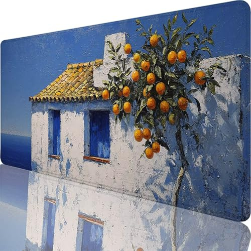 Tapis de Souris Gaming Bleu, Grand Tapis de Souris XXL 900 x 400 x 4 mm, Plante Mouse Pad pour Clavier et Bureau, Gaming Accessoire, Lavable, Améliore la précision et la Vitesse pour Gamer l-3070