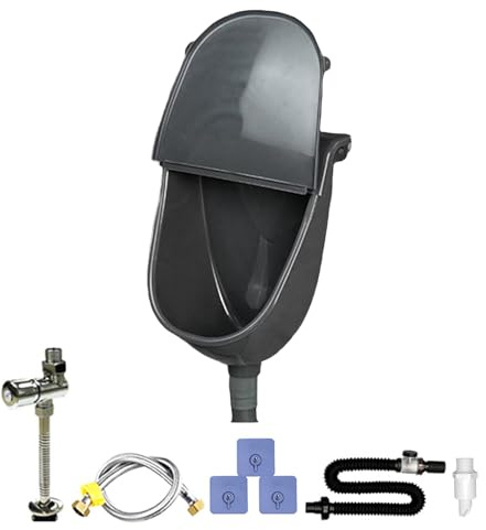 Wand Pissoir Für Herren | Wandmontiertes Badezimmer Urinal Mit Spülung,Toilette mit Spülung, Urinableiter, Spritschutz und Schlauch - Für Wohnheim Fahrzeug Garten Garage Haus Badezimmer