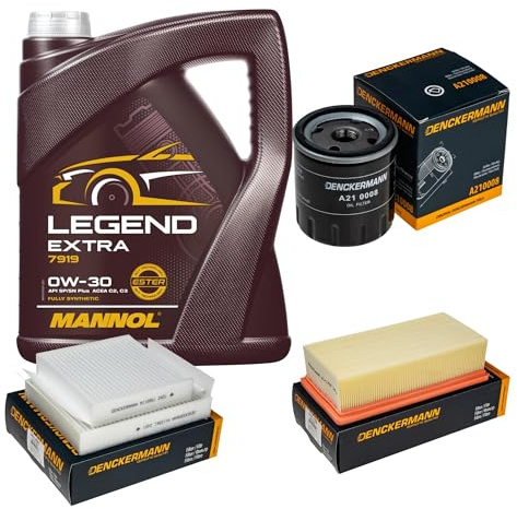 EISENFELS Inspektionspaket enthält 5 L Motoröl Legend Extra 0W-30 Ölfilter Luftfilter Innenraumfilter für 208 CA_ CC_ 1.2 PureTech 82 2008 I CU_ SX
