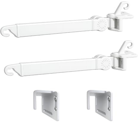 Coppia Braccetti | Per Tende da Sole Arrigo Atelier | Chiusura Orizzontale 180° Regolabili | per Tende Tempotest (BIANCO 9010, 60 CM, COPPIA BRACCETTI + STAFFE A MURO)