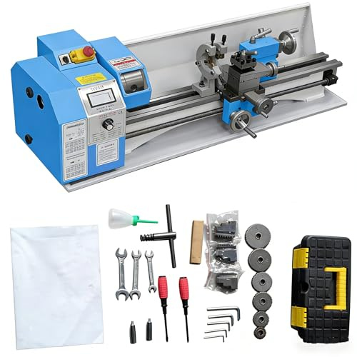 PEIXU Tornio metallico Mini professionale senza spazzole, 1100 W, 220 x 750 mm, blu, 220 V, tornio di precisione per la lavorazione domestica e officina