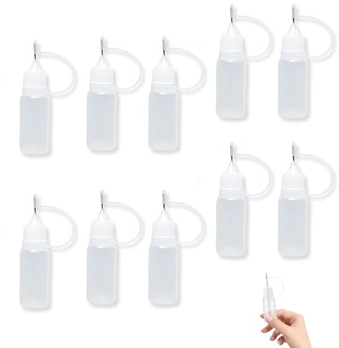 SXKJGQ 10 Piece Paint Dropper Bottles, Glue Bottle with Fine Tips, Suitable for Acrylic Paint, Oil Bottles, and Small Glue Projects