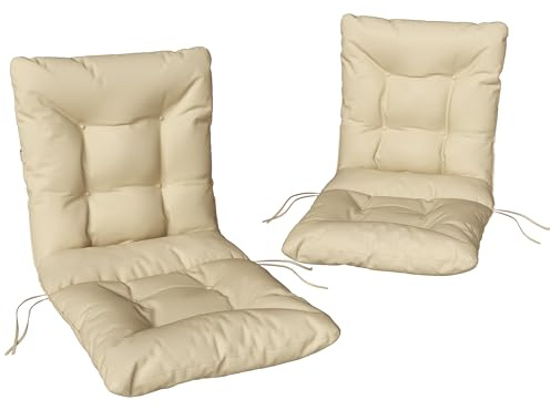 Outsunny Lot de 2 Coussins de Chaise d'extérieur 120 x 50 x 8 cm Beige