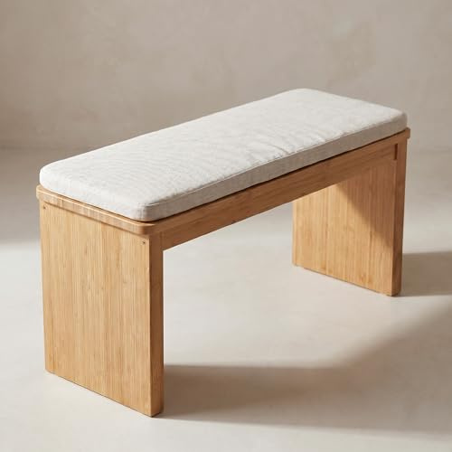 Bambus Sitzbank Flur - Flur Möbel - Bettbank - Polsterbank aus Bambus | BAM BOO BOX Sitzbank Holz Bambus 90x33x43cm - Bank Flur, Bettbank, Polsterbank, Flurbank fürs Schlafzimmer & Wohnzimmer