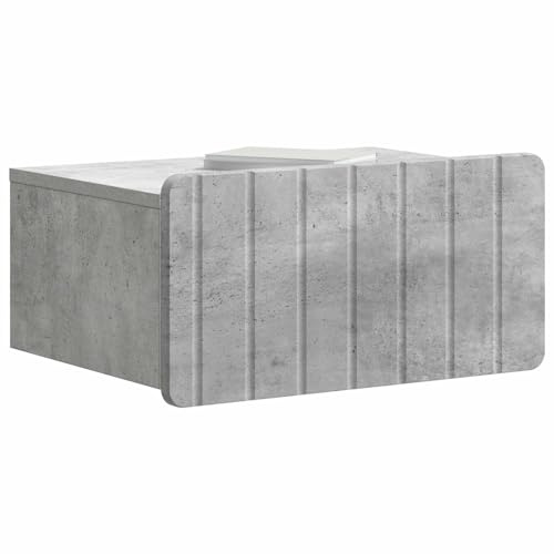 vidaXL Wandmontierter Nachttisch Betongrau 49 x 34,5 x 24 cm, Vintage rechteckiger Wandmontage-Schrank, stylische Nachttisch-Einheit, clevere Aufbewahrungslösung, ordentliches Möbel