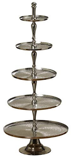 Boltze Etagère Detroit (mit fünf Etagen, für Dekoration / Servieren / Anrichten von Speisen, liebevolle Details, aus Aluminium, Höhe ca. 157 cm) 1003272