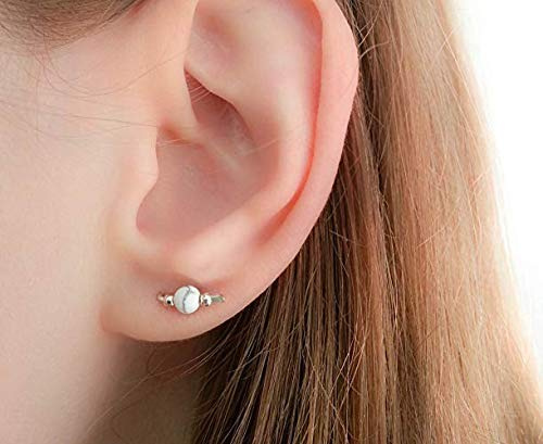 Ohrringe aus weißem Marmor Ohrstecker Howlith Ohrringe weiß Sterling Silber Silberne