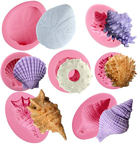 Werpower Seashell Sea Urchin Candy Silicone Molds for Fondant Cake Decoration, Cupcake Topper, Chocolate, Soap, Polymer Clay, Resin.