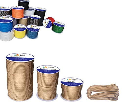RainbowStone Paracord 7-Strand 550lb Strength 4mm utility rope 50m Reel Sand Brown