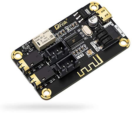 DROK Blue~Tooth Board, 12V Audio Receiver Blue~Tooth Module DC 5V-12V Portable Wire~Less Electronics Stereo Music Receive Circuit Chip with Micro USB Port for Headphone Speaker Home Sound System DIY