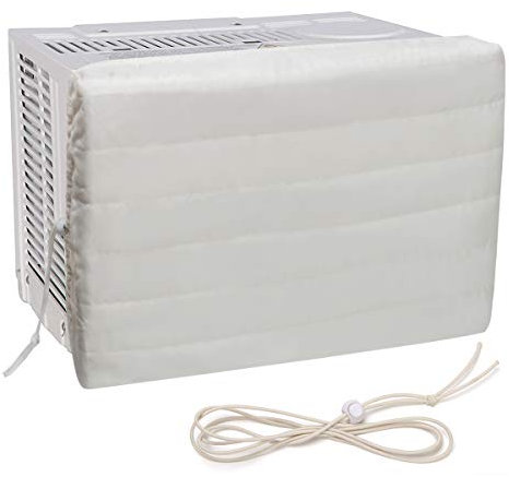 Luxiv Indoor Air Conditioner Cover, White Window Unit Cover Anti-Rust Adjustable Cover for Indoor Window AC with Free Elastic Straps (21x13x2.5)