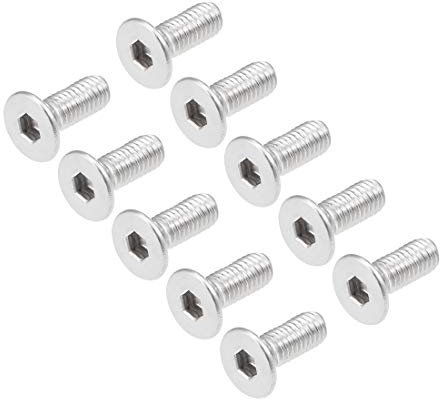 sourcing map M3x8mm Flat Head Machine Screws Inner Hex Screw 304 Stainless Steel Fasteners Bolts 40Pcs
