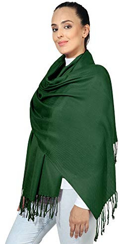 World of Shawls Pashmina Style All Seasons Handcrafted Wrap Shawl Stole Scarf (Bottle Green)