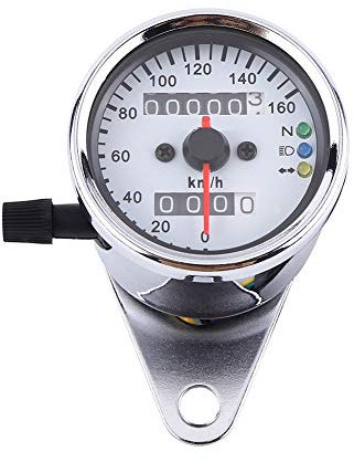 motorrad tacho,Motorrad Tacho,Motorrad Kilometerzähler,1 Stück Universal Motorrad Kilometerzähler Manometer Signal Dual Digitalanzeige Km/H(Siliver)