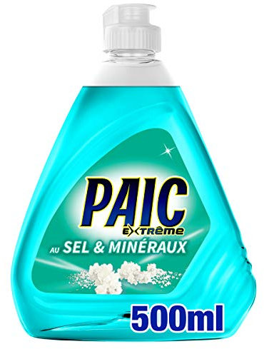 PAIC - Liquide Vaisselle Paic Extrême Sels & Minéraux Désincrustant - Pour une Vaisselle Propre et Brillante - Élimine les Graisses les Plus Tenaces - Quelques Gouttes Suffisent - Flacon 500 ml