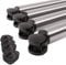 4er Set Tischbeine auf Rollen Tischfuss Möbelfuss rollbar 710mm mit Feststellbremse austauschbare Rolle (Edelstahl Optik)
