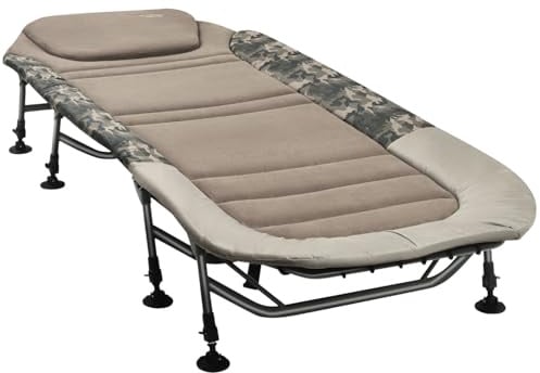MK-Angelsport Angelliege 150 kg Karpfenliege XXL 8 Bein Fort Knox FlatSize X-Pro Camo Bedchair Gartenliege Liege