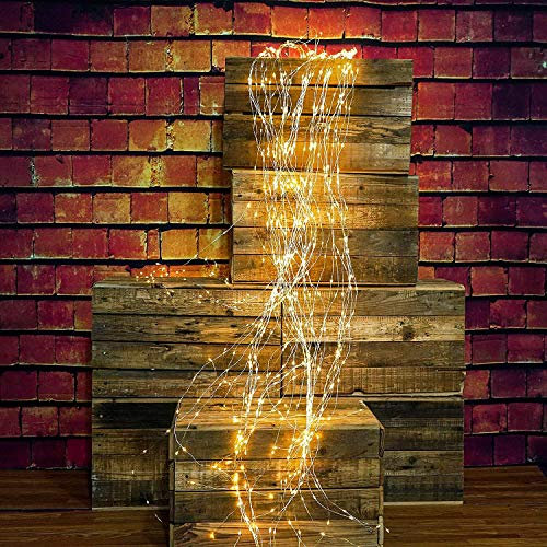 Gresonic Lichterkette Außen Wasserfall Lichterbündel 400 LED Lichterschweif mit Strom, Wasserdichte Lichterstrang für Gießkanne kinderzimmer camping balkon Aussen und Innen Deko Warmweiß