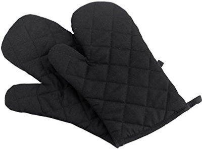 Oven Baking Gloves Thick Heat Resistant Insulation Heat Proof Cotton Oven Glove Pot Holder Cooking Mitts Kitchen Essential 1 Pair NewBlack