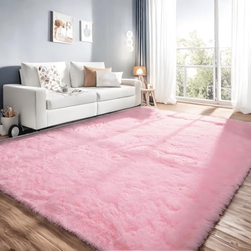 linyingdian Tapis de Salon Moelleux Modernes adaptés à la Chambre à Coucher des Enfants décor à la Maison intérieure Tapis Ultra Doux (Rose, 80x160cm)