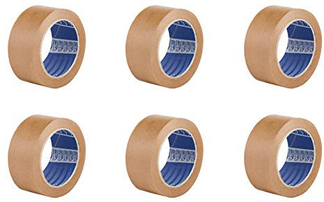 Nastro adesivo Ecologico in Carta marrone - Pack da 6 rotoli - 50 mt x 50 mm - senza solventi