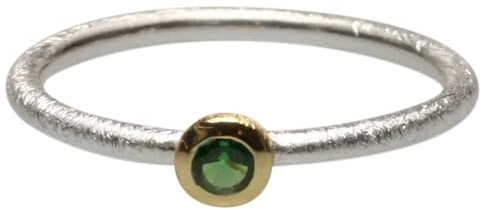Feiner Ring aus 925er Silber mit grünem Turmalin, Größe:56 (17.8 mm)