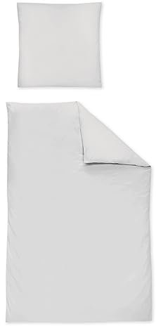 Irisette Mako-Satin Uni Bettwäsche Set Uni Paris 8000 grau 135 x 200 cm + 1 Kissenbezug 80x80 cm