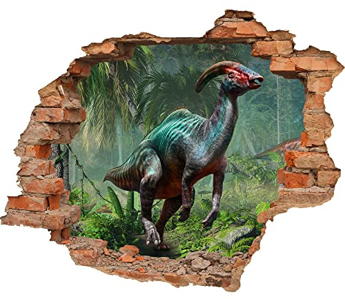Wandtattoo - Wanddurchbruch mit Aussicht auf Parasaurolophus 90 x 74 cm (BxH) - Wandsticker
