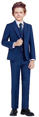 Marvelous World Boys' Formal Slim Fit Suit Set Blue Size 14