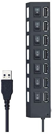 Vetrineinrete® Hub usb 2.0 7 porte moltiplicatore sdoppiatore per pc notebook 7 uscite con interruttori on/off e luci led