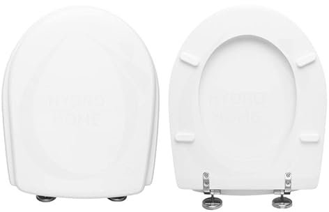 Hydro Home Asiento de inodoro compatible con la serie Atlanta de cerámica Roca, tapa de inodoro de madera revestida con 2 mm de resina, tabla de agua con bisagras ajustables y fijación desde abajo.