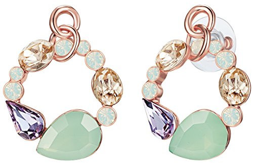 Lulu Jane Damen Ohrhänger Metall-Legierung roségold verziert mit Kristallen weiß lila gelb Ohrhänger mit Kristallen