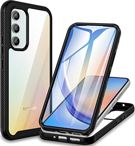 CENHUFO Cover Samsung A34 5G, Custodia Samsung A34 5G Antiurto 360 Gradi con Protezione Schermo Integrata Rugged Trasparente Case Doppia Faccia Fronte Retro Cover per Samsung Galaxy A34 5G -Nero